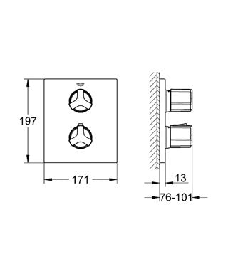 Baterie cada/dus cu termostat Grohe Allure-19446000