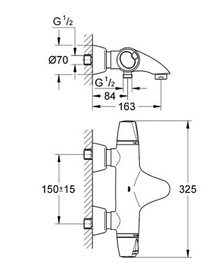 Baterie cada/dus  Grohe Grohtherm 3000-34185000