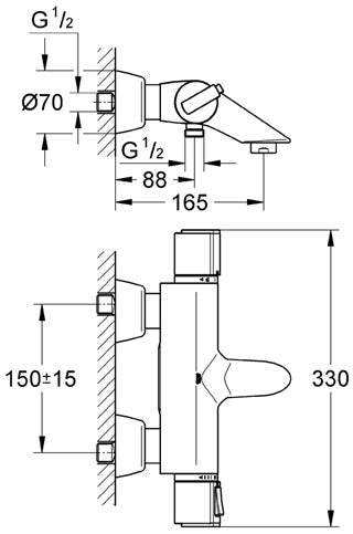 Baterie cada/dus cu termostat Grohtherm 2000 - Grohe