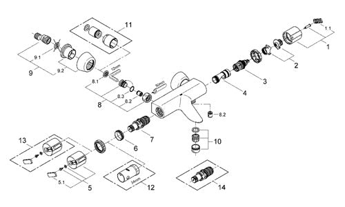 Baterie cada/dus cu termostat Grohtherm 2000 - Grohe