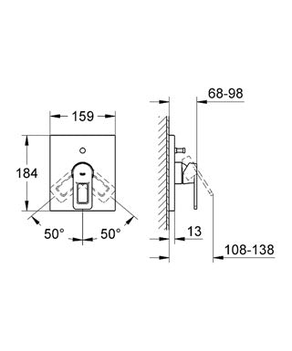Baterie cada/dus monocomanda-culoare negru-Quadra Grohe