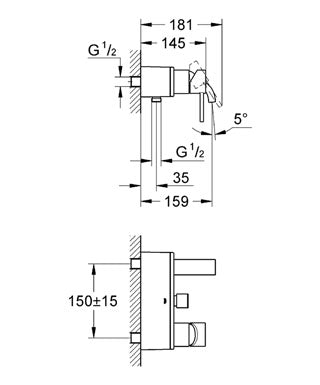 Baterie cada /dus monocomanda Grohe Allure-32826000