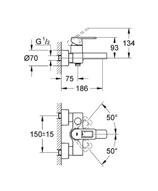 Baterie cada/dus monocomanda Grohe Quadra-32638KS0