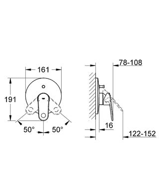 Baterie cada/dus montaj incastrat Europlus New Grohe-19536002