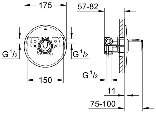 Baterie centrala termostata Grohe Grohtherm 1000-34160000