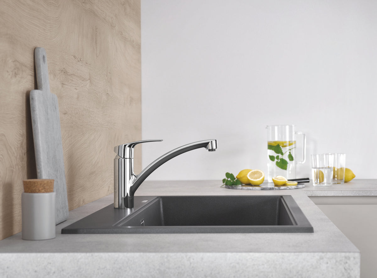Baterie bucatarie Grohe Eurosmart 2021, pipa pivotanta,furtunuri flexibile, crom-33281003
