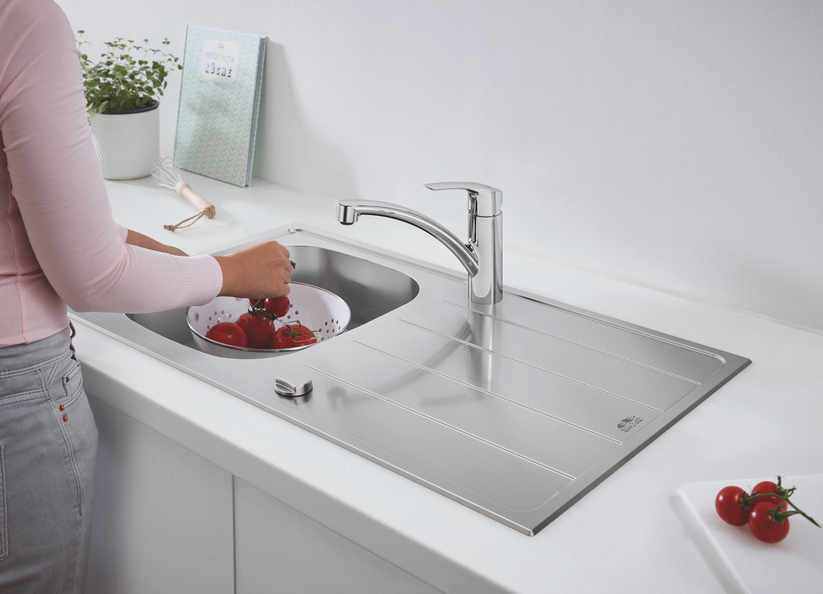 Baterie bucatarie Grohe Eurosmart 2021, pipa pivotanta,furtunuri flexibile, crom-33281003