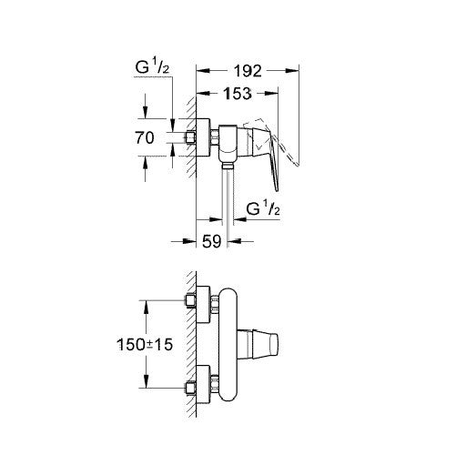 Sistem dus Grohe New Tempesta 180+baterie dus Eurosmart Cosmo-Gro135-baterii-lux.ro
