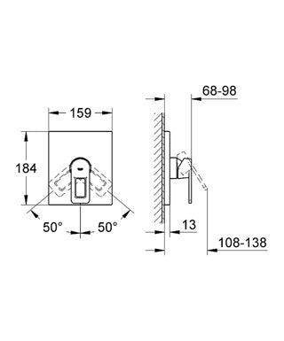 Baterie dus monocomanda-culoare negru - Quadra Grohe