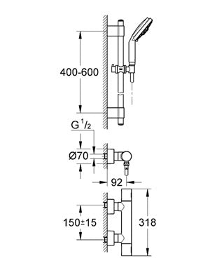 Baterie  cu set dus Grohe Grohtherm 3000 Cosmopolitan-34275000