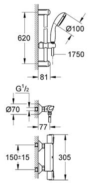 Baterie  dus termostatata Grohe Grohtherm 1000-34151001