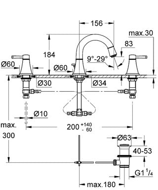 Baterie lavoar dubla comanda Grohe Grandera cod-20417IG0