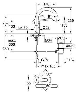 Baterie lavoar Eurostyle Grohe-32444001