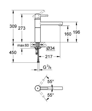 Baterie spalator cu limitator debit Grohe Essence