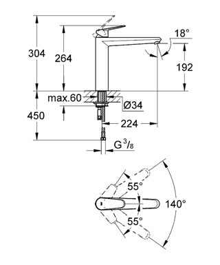 Baterie spalator Grohe Eurodisc Cosmopolitan-31243002
