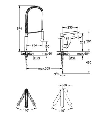 Baterie spalator monocomanda 1/2" -Grohe K7-otel