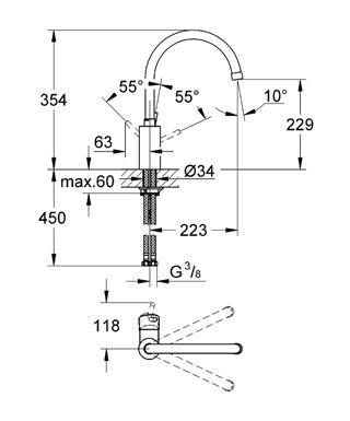 Baterie bucatarie otel Grohe Concetto-32661DC1