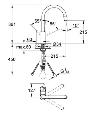 Baterie bucatarie otel Grohe Concetto-32663DC1