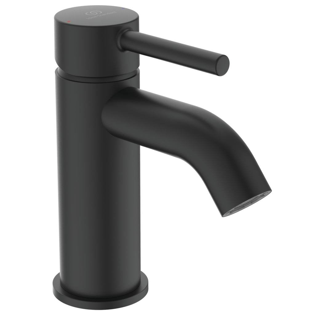 Baterie lavoar Ideal Standard Ceraline, 3/8'', marimea S, cartus ceramic, evacuare push to open, negru mat - BC193XG