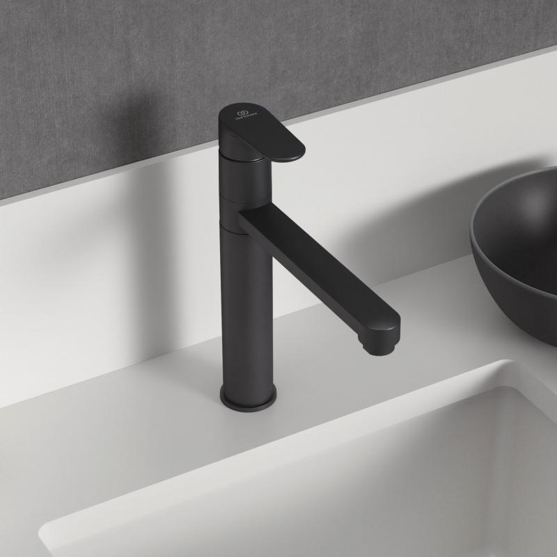 Baterie bucatarie Ideal Standard Cerafine O, pipa tubulara inalta, negru mat - BC501XG