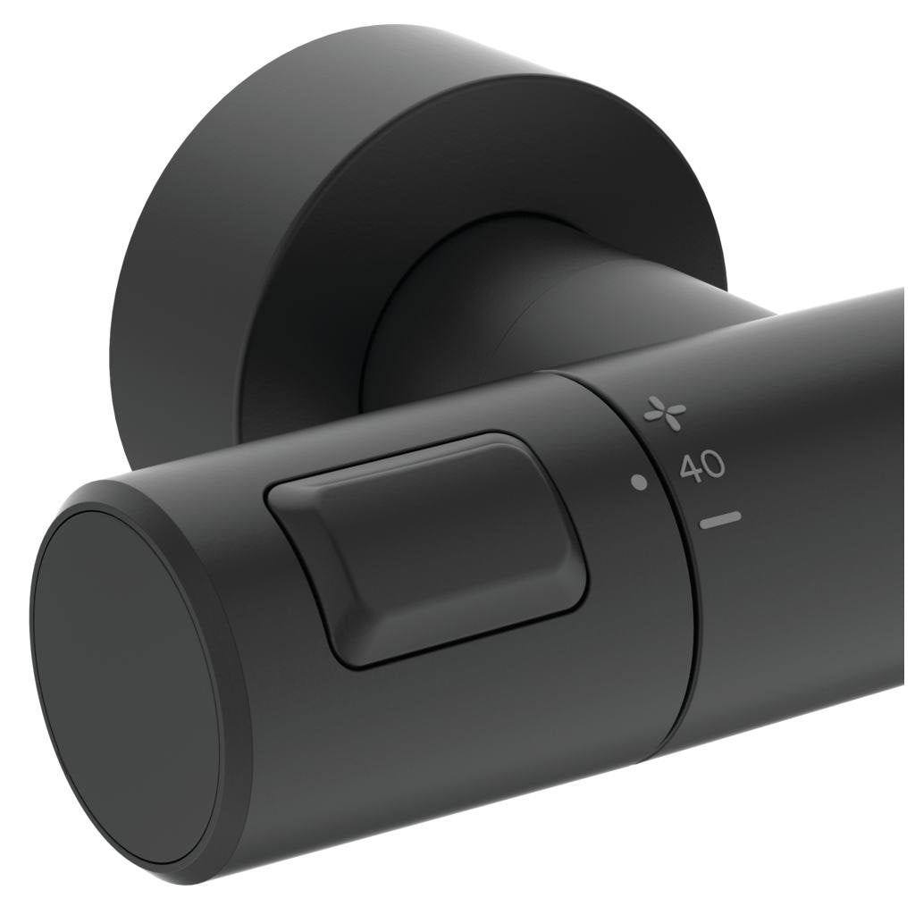 Coloana de dus Ideal Standard IdealRain, termostatic, Ceratherm T50, palarie Round 200 mm, negru mat - BC748XG