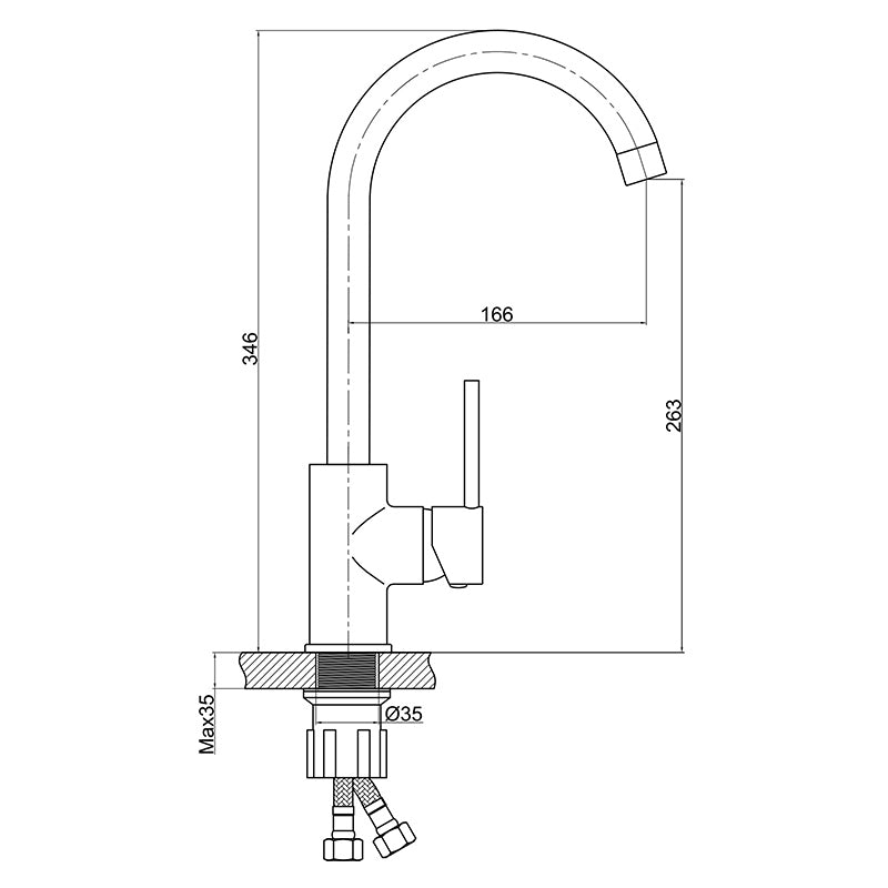 Baterie bucatarie Ferro Freya, pipa inalta, nisip - BFR41S