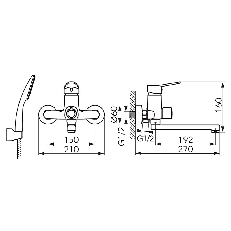Set baterie cada/dus Ferro ISSO, cu para de dus, crom - BIS33A