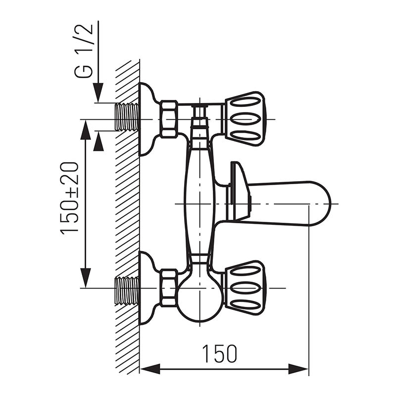 Baterie cada/dus Ferro Standard, cu set de dus, crom - BST11