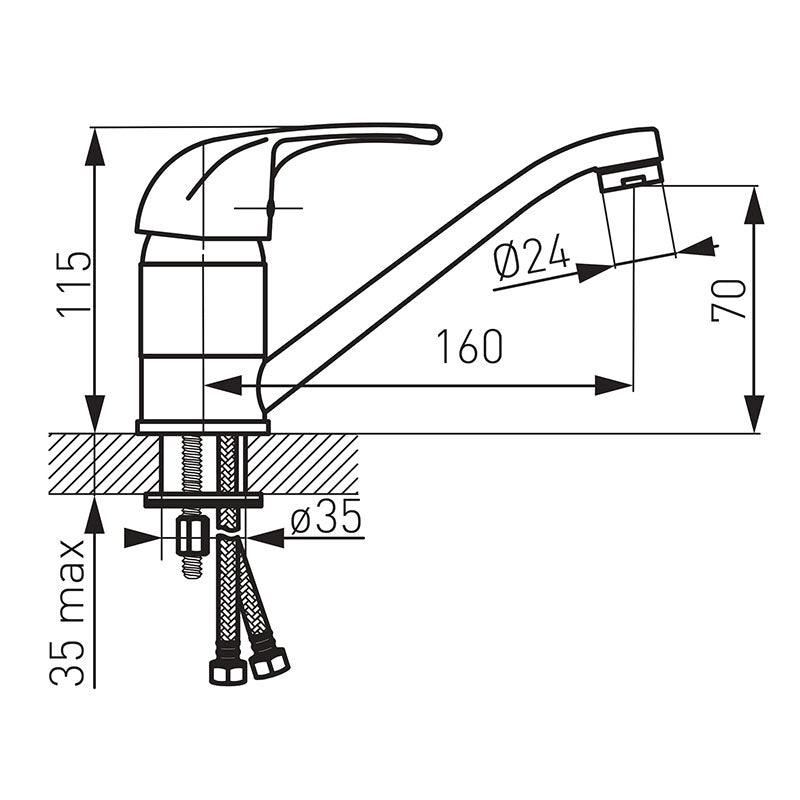 Baterie bucatarie Ferro Vasto, cu pipa mobila 16 cm, crom - BVA2A