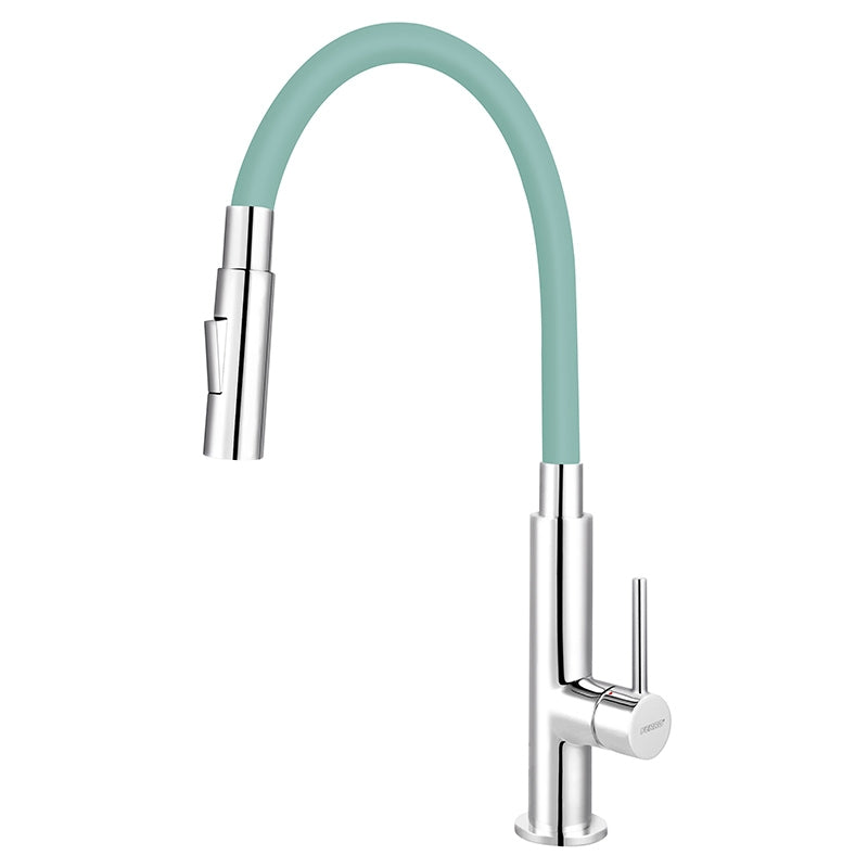 Baterie bucatarie Ferro Zumba Slim 2F, cu pipa flexibila, menta - BZA43M 