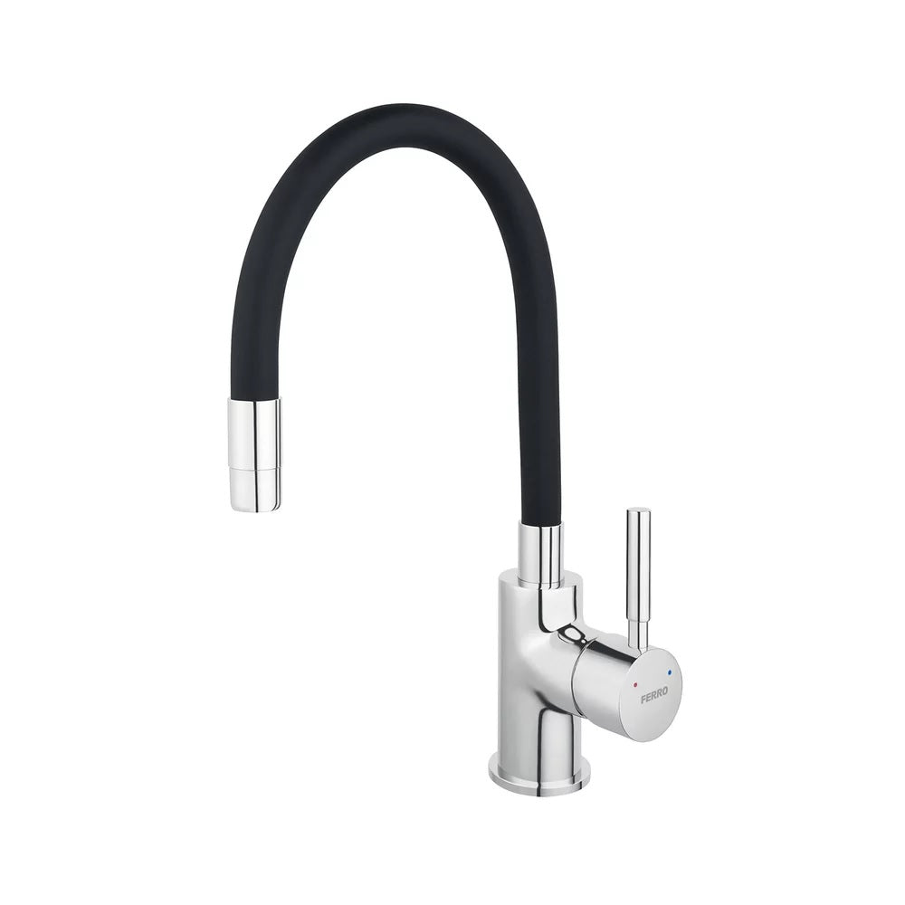 Baterie bucatarie, pipa flexibila Ferro Zumba negru/crom - BZA4B-LB