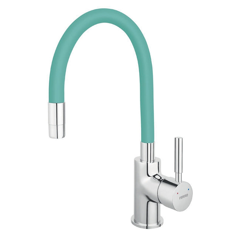 Baterie bucatarie Ferro Zumba, cu pipa flexibila, menta - BZA4M