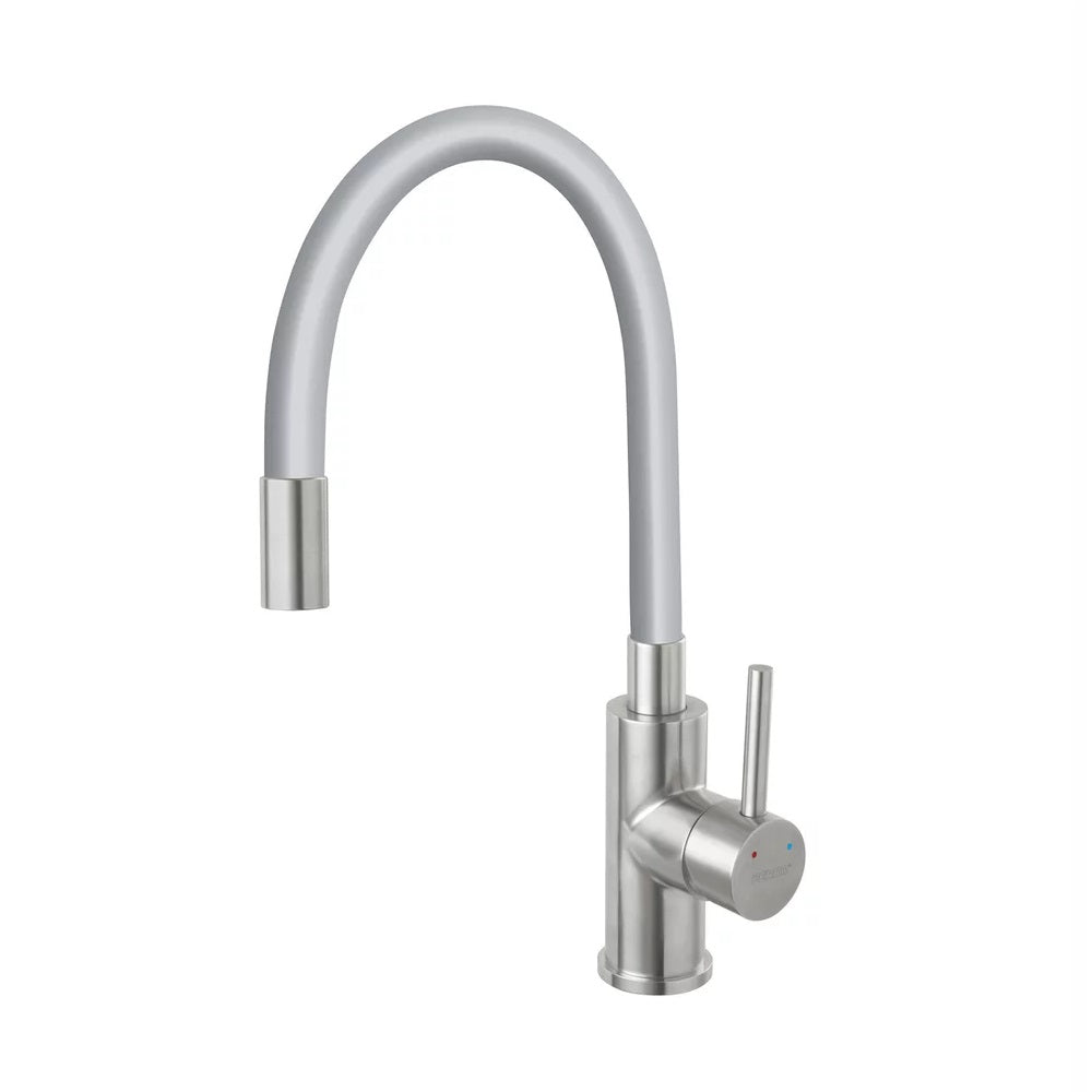 Baterie bucatarie, cu pipa flexibila Ferro Zumba, gri/inox - BZA4SSS