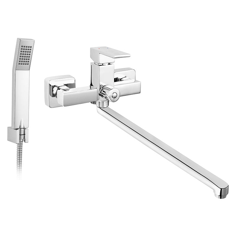 Baterie cada/dus Ferro Zicco, cu pipa mobila si set de dus, crom - BZI55A