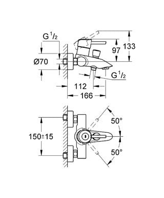 Pachet baterii 3 in 1 baterii cada Grohe Concetto set dus bara