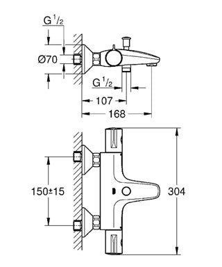 Sistem dus Grohe New Tempesta 210 +baterie cada termostat Grohtherm 800-baterii-lux.ro