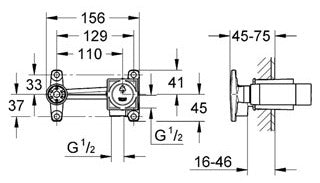 Corp incastrat Grohe Eurocube pentru baterii lavoar 2 gauri-23200000
