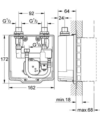 Corp incastrat Grohe Eurosmart E-pentru baterii cu senzor infrarosu-36336000