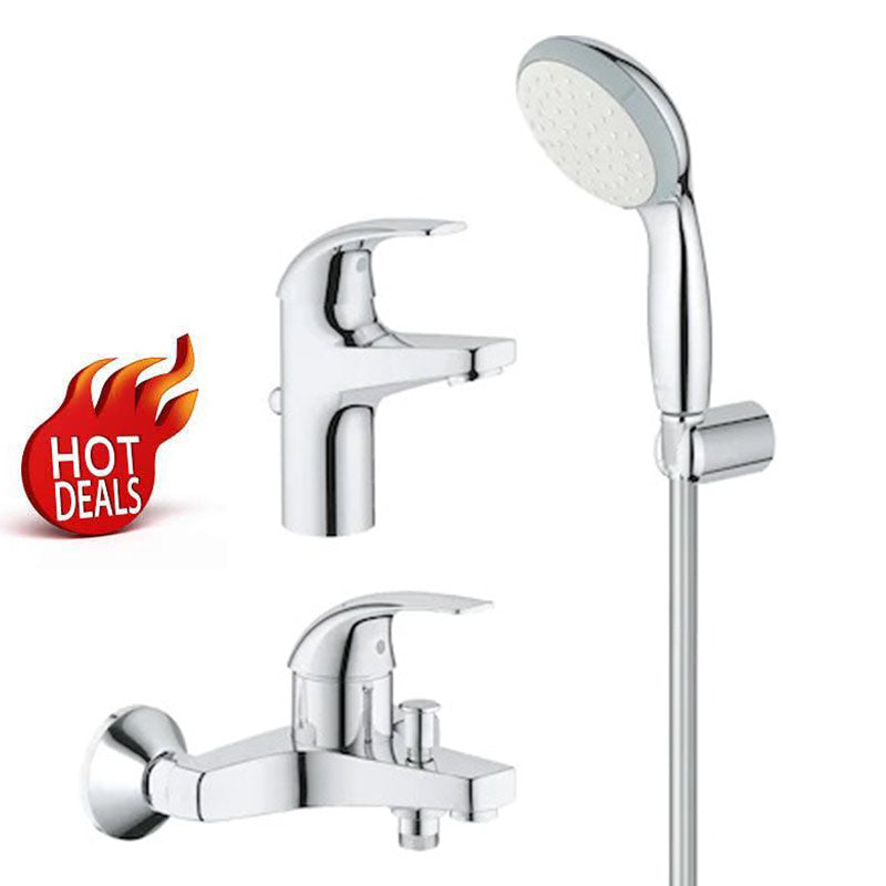 Pachet baterii baie 3 in 1 Grohe ( baterie cada, baterie lavoar, set dus cu porter,furtun dus 1.75m)-126746