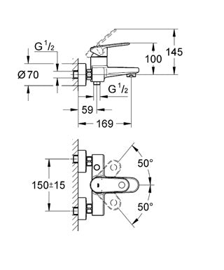 Baterie cada/dus 1/2"  Grohe Europlus New-33553002
