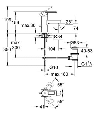 Baterie lavoar monocomanda Grohe Quadra-3263100E