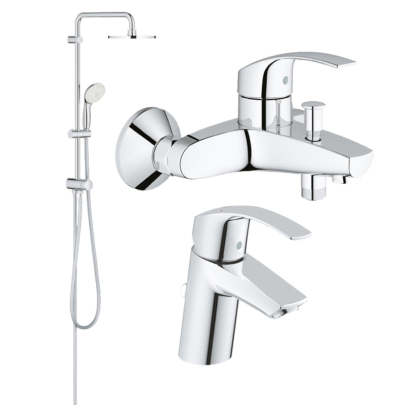 Pachet Coloana dus Grohe 250,crom,montare pe perete , baterie cada/dus Eurosmart, baterie lavoar Grohe Eurosmart S  ( 26980001 , 33300002 , 33265002 )