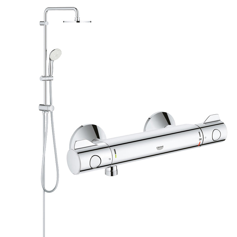 Coloana dus Grohe New Tempesta 200,crom,montare pe perete, baterie cabina dus termostat Grh 800 (27389002,34558000)