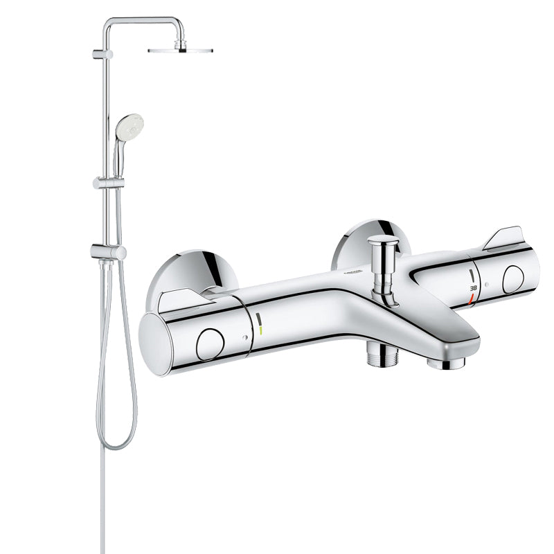 Coloana dus Grohe New Tempesta 200,crom,montare pe perete plus baterie cada termostat Grh 800( 27389002,34567000)