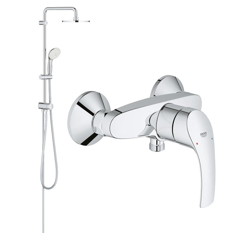 Pachet: Coloana dus Grohe New Tempesta 250,crom,montare pe perete, baterie cabina dus Eurosmart ( 26675001 ,33555002  )