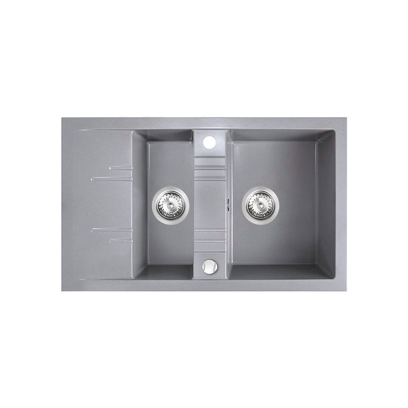 Chiuveta Ferro Mezzo II, 2 cuve cu picurator, 790x480 mm, gri - DRGM3/48/79GA