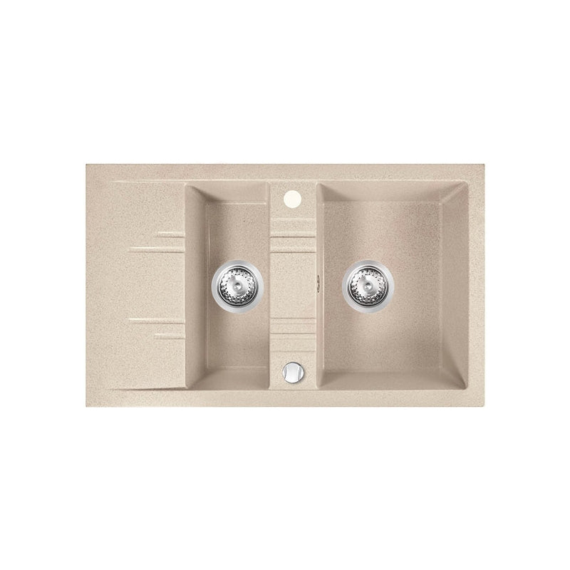 Chiuveta Ferro Mezzo II, 2 cuve cu picurator, 790x480 mm, nisip - DRGM3/48/79SA