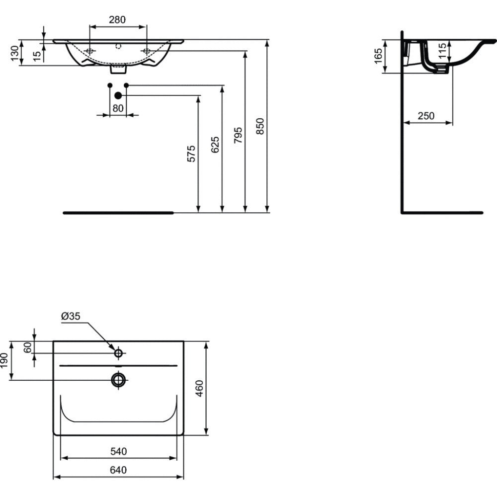 Lavoar Ideal Standard Connect Air, montare pe mobilier, negru mat - E0289V3