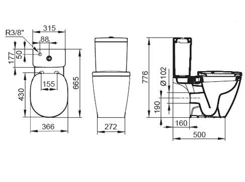 Rezervor Ideal Standard, pentru vas wc pe pardoseala Connect Cube, alb - E797001