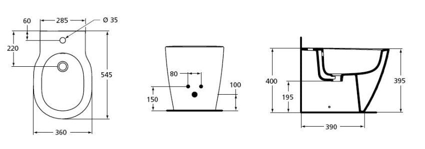 Bideu pe pardoseala Ideal Standard Connect, 54x36 cm, alb - E799501